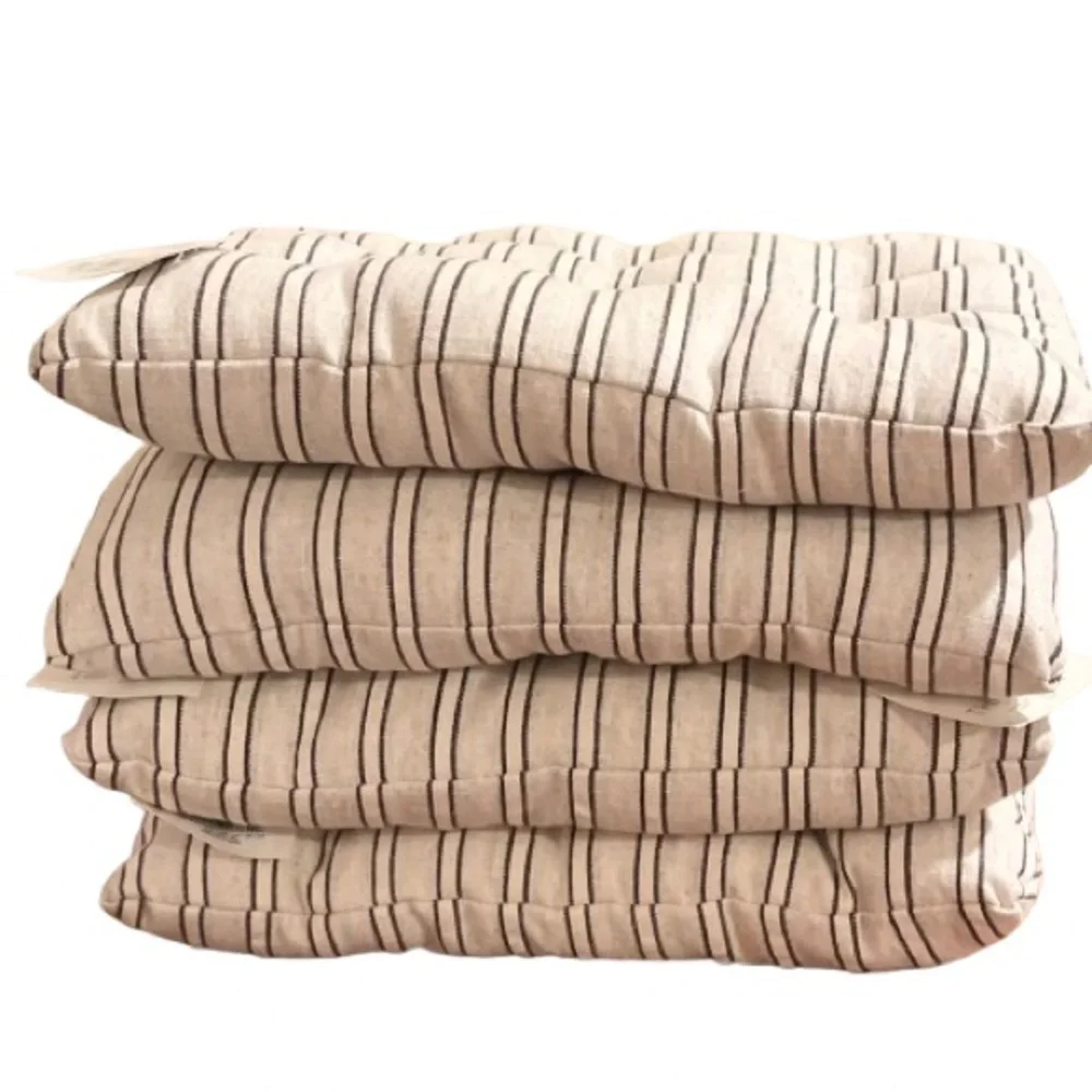🆕- Threshold Set/4 Cotton Striped Black/Natural Indoor Seat Cushion, Square - Picture 6 of 10